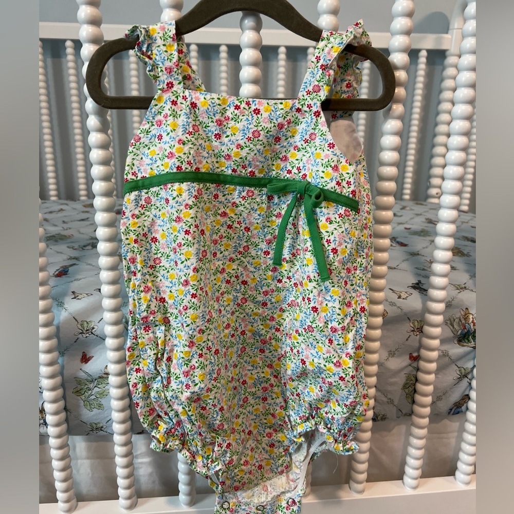 Little English Multicolor Floral Baby Romper with Green Accents